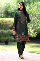 JAZMIN - 3PC DHANAK SEQUIN EMBROIDERED SHIRT WITH TWILL PRINTED SHAWL AND TROUSER - HZG1885
